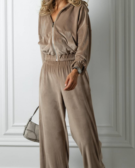 57 Велюровий костюм із капюшоном з прямими штанами